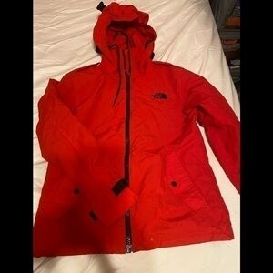 THE North face Red and black hooded  pocket coat jacket double logo